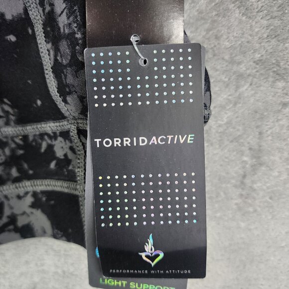 Womens Torrid Active Happy Camper Sports Bra Low Impact Black & Gray Print 1 - Picture 7 of 13